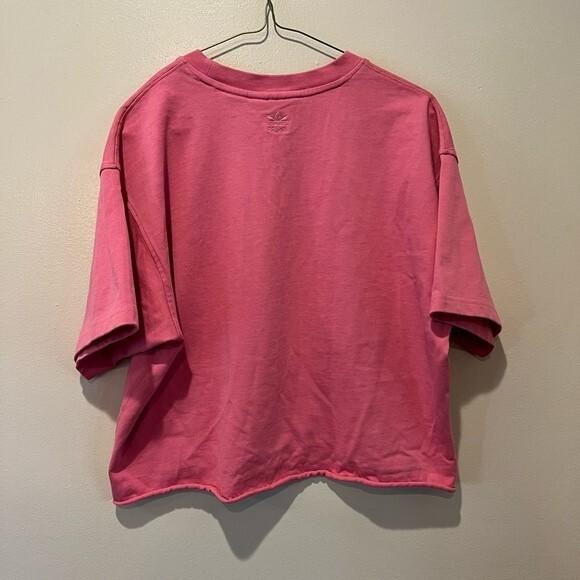 ADIDAS X HUMANRACE PHARRELL WILLIAMS T-SHIRT CROPPED OVERSIZED BARBIE PINK SZ M - Picture 2 of 16